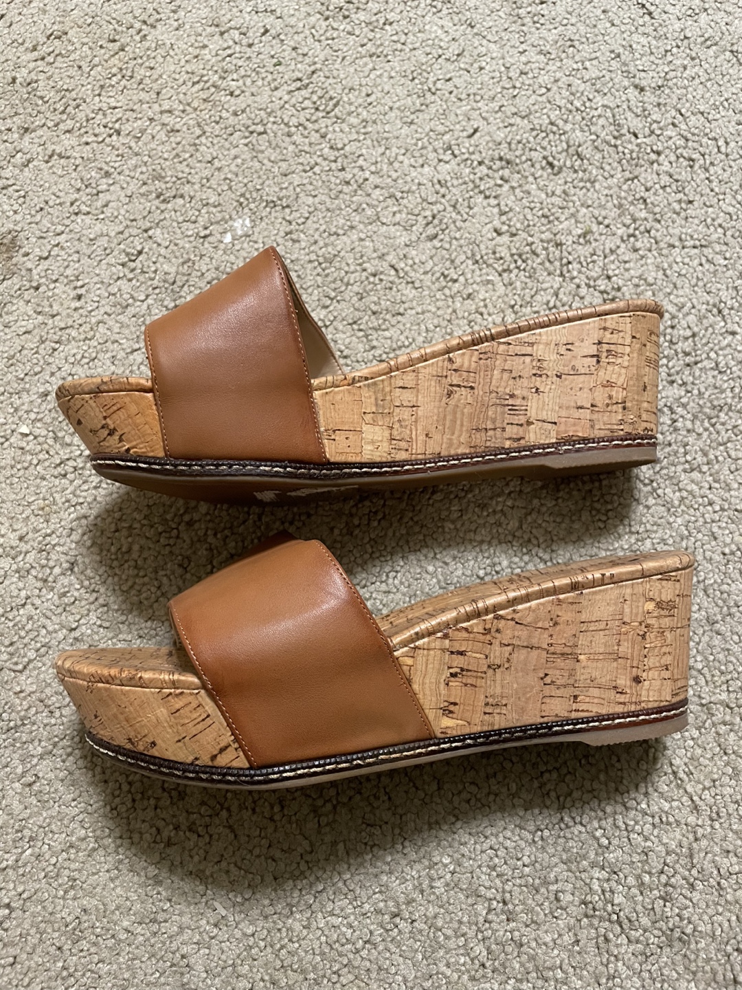 Brown Leather Cork Wedge Sandals - photo 2