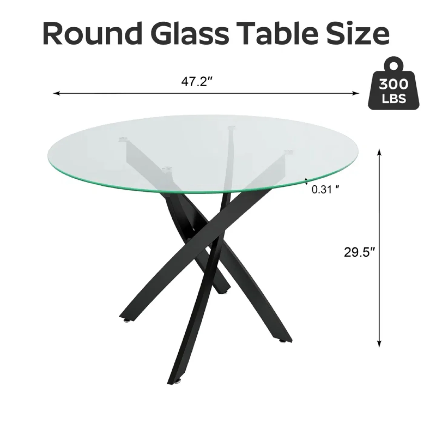 47” Round Glass Dining Table with Metal Legs▫️BRAND NEW▫️ image indicator(2)