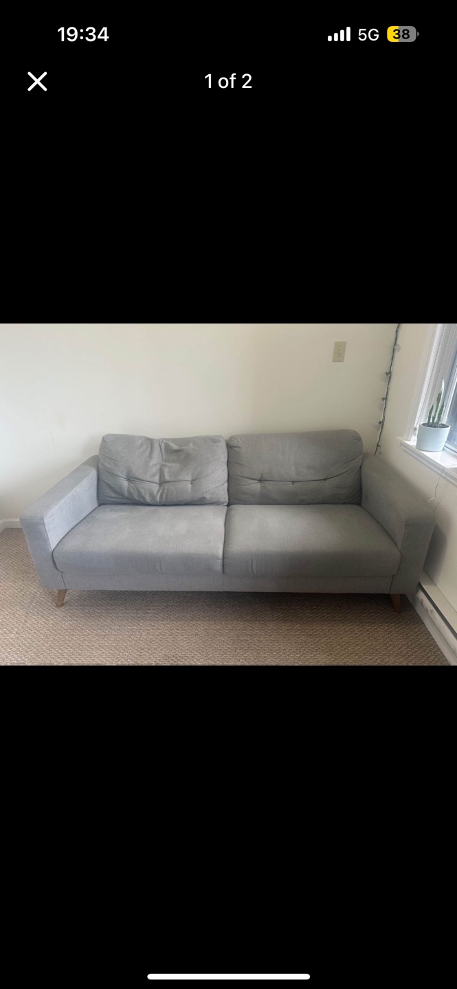 Grey Fabric Sofa with Wooden Legs - photo 2