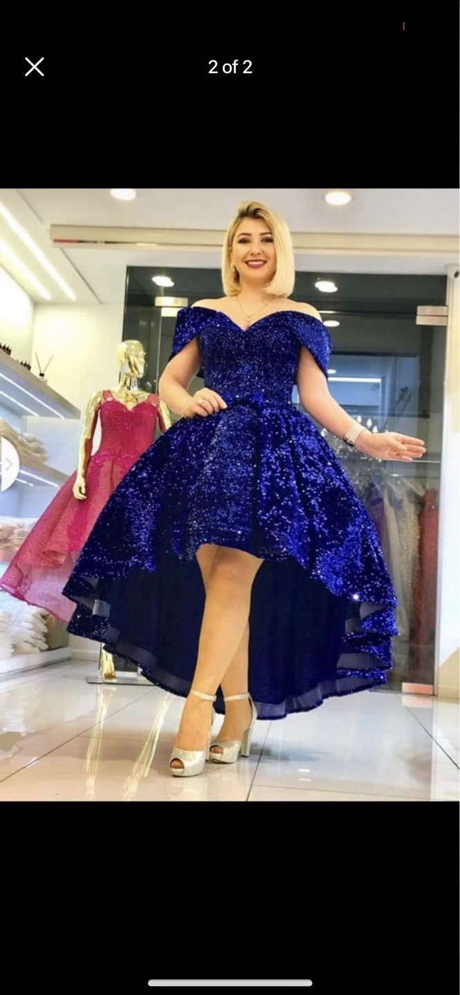 Stunning Royal Blue Sequin High-Low Prom Dress