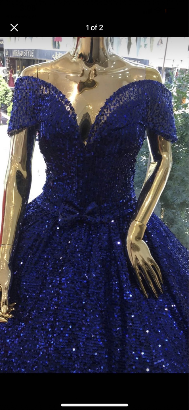 Stunning Royal Blue Sequin High-Low Prom Dress - photo 2