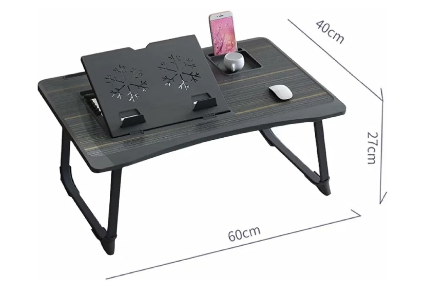 Foldable Laptop Desk with Cup Holder and Phone Slot image indicator(3)