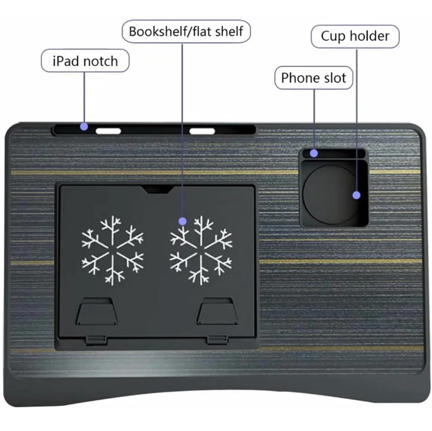 Foldable Laptop Desk with Cup Holder and Phone Slot image indicator(4)