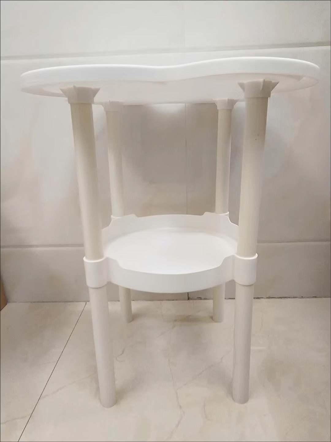 White Plastic Two-Tier Side Table - photo 3