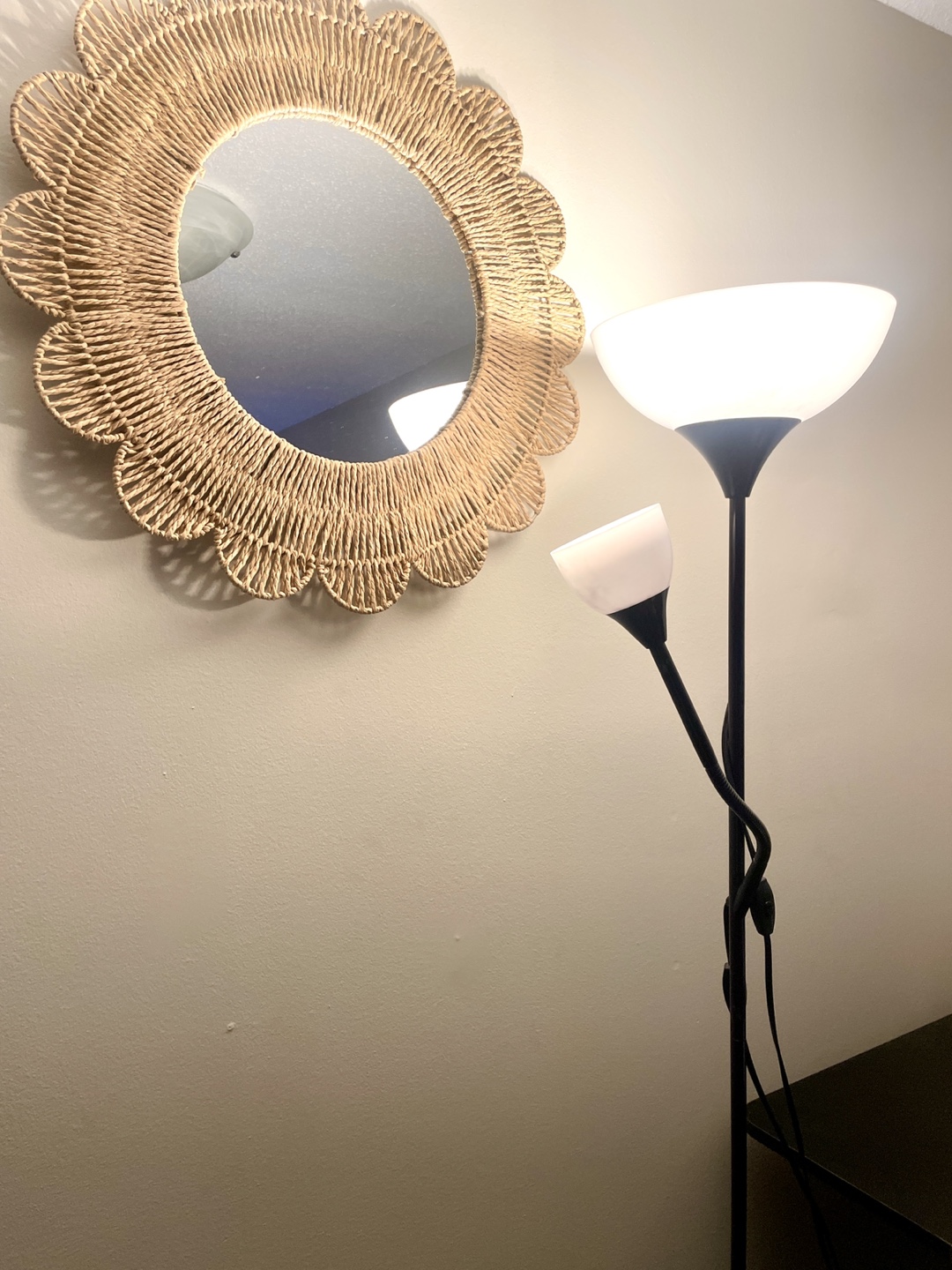 Black Arc Floor Lamp with Two Lights