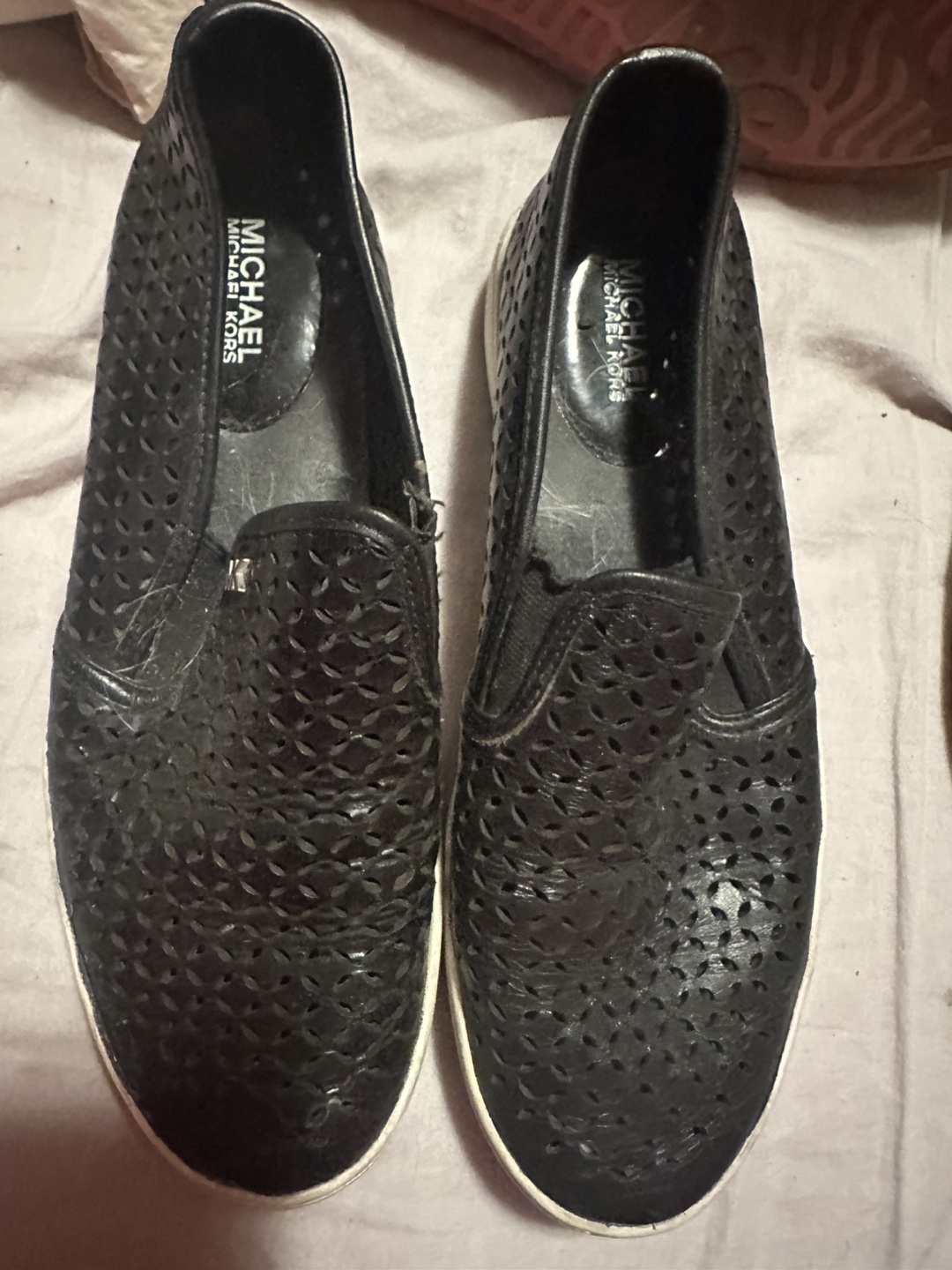 Michael Kors Black Perforated Slip On Sneakers