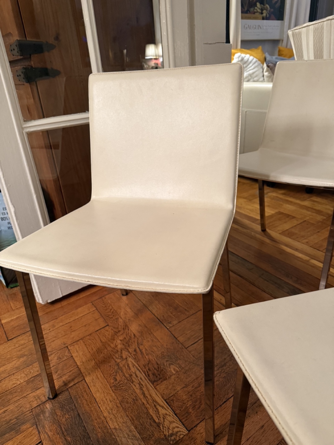 CB2 white leather Dining Chairs - photo 2