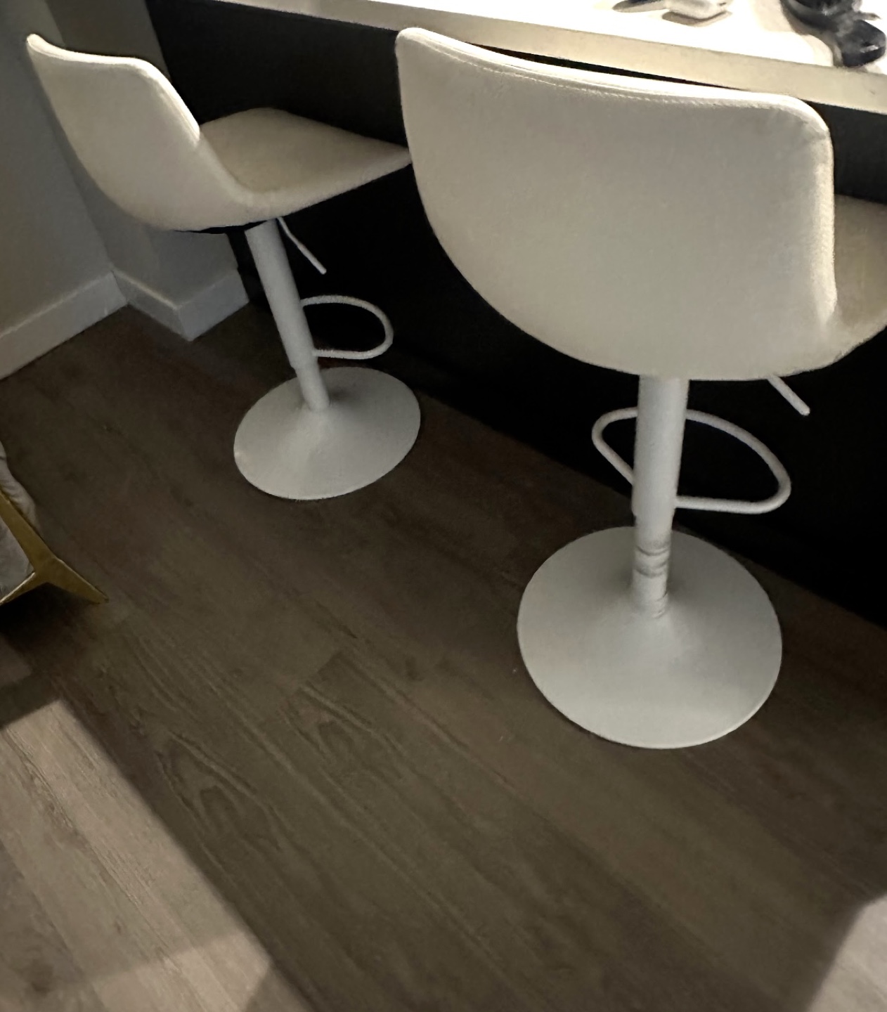 Pair of White Adjustable Height Bar Stools