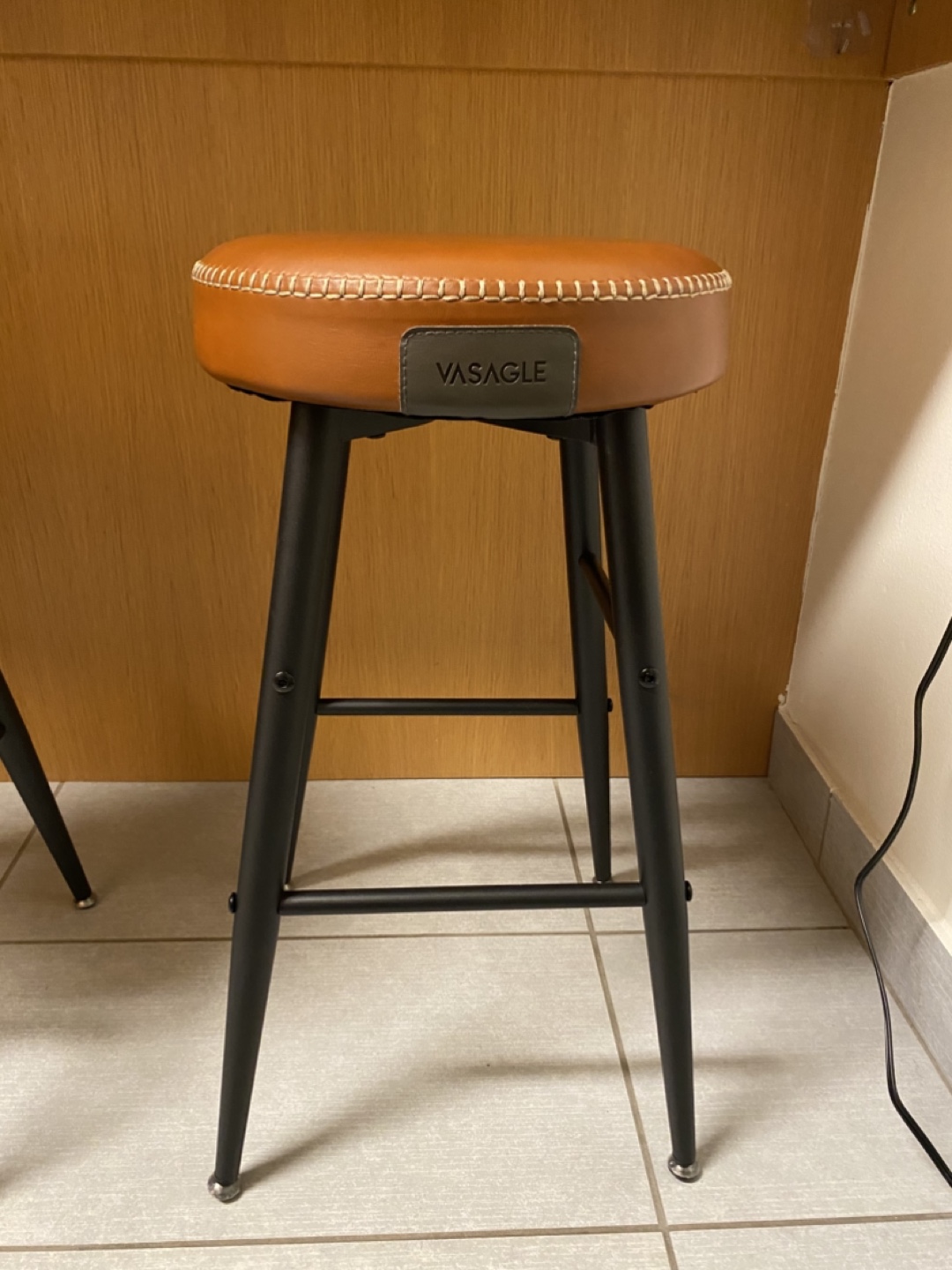VASAGLE Set of Two Brown Leather Counter Stools