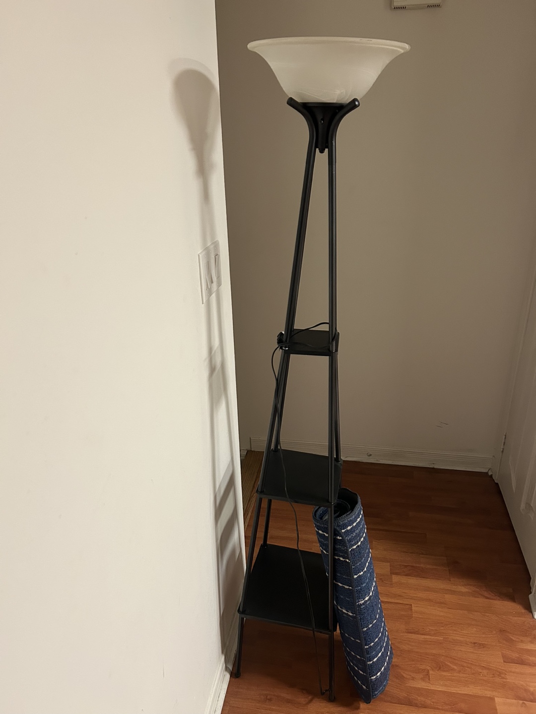 Tall Black Floor Lamp with Shelves - photo 2