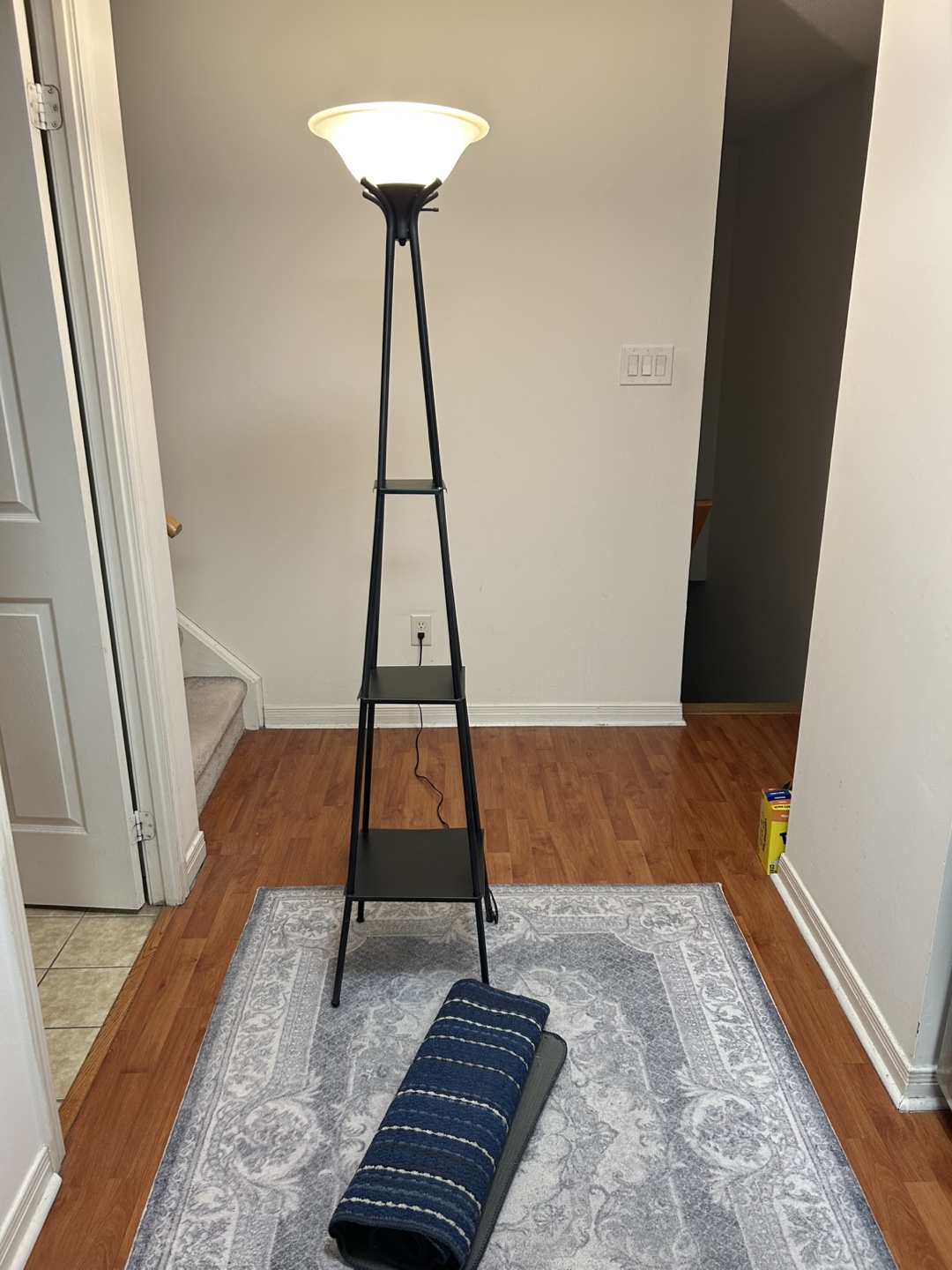 Tall Black Floor Lamp with Shelves