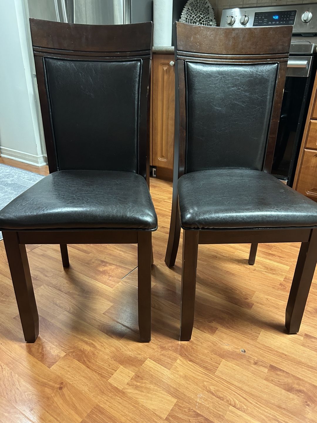 2 Pair of Dark Brown Leather Dining Chairs