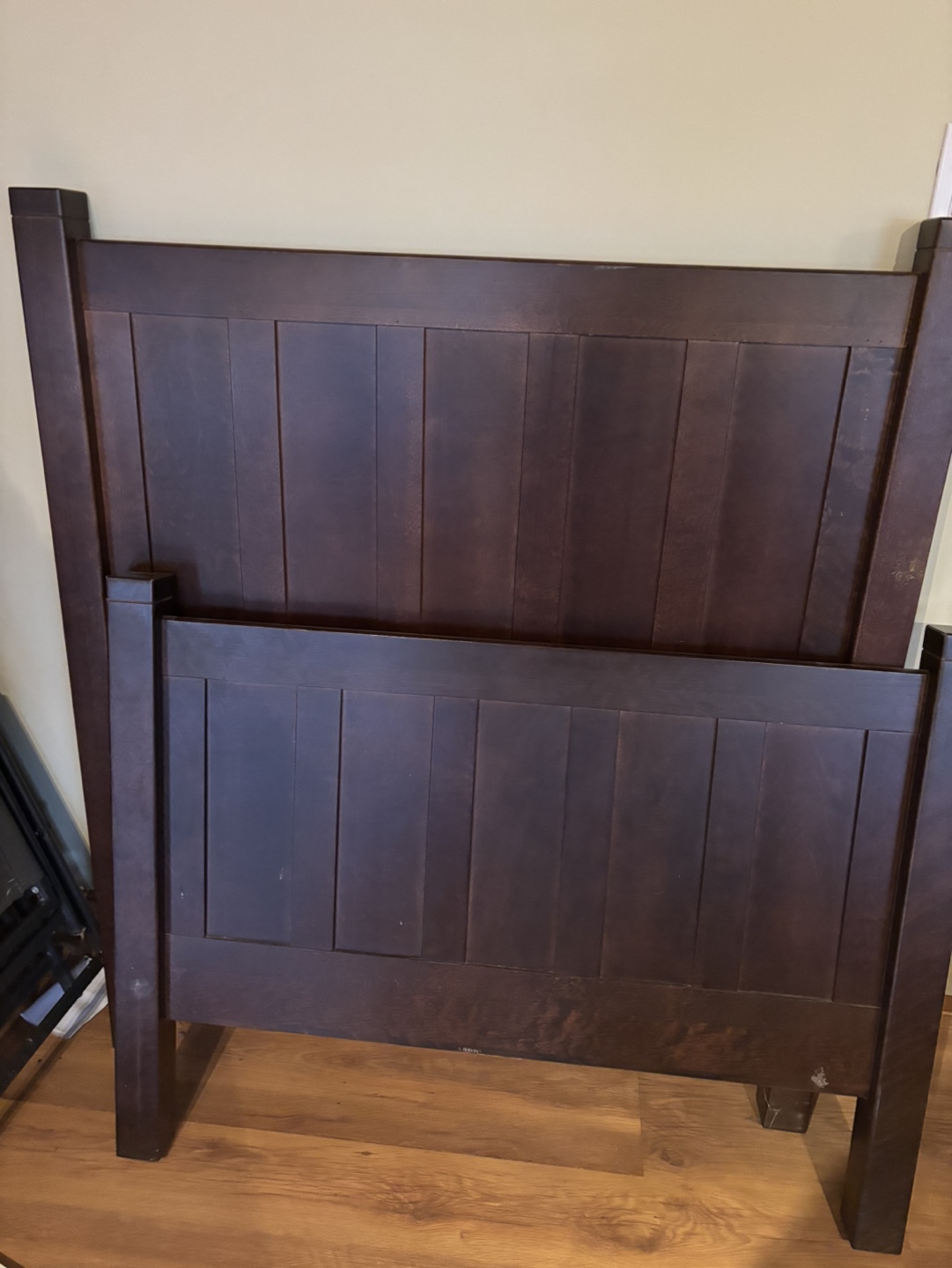 Dark Brown Wooden Headboard and Footboard