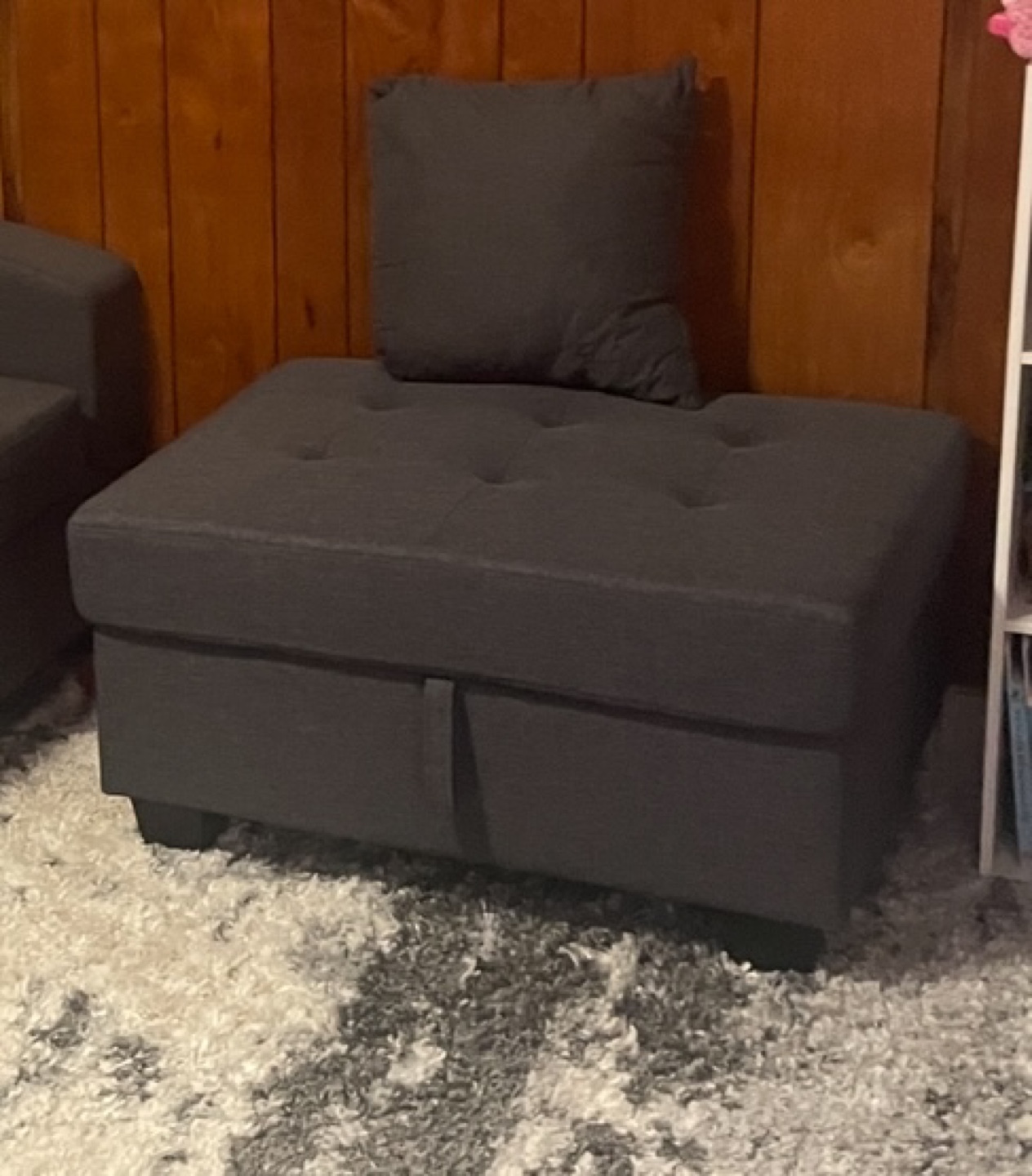Dark Grey Storage Ottoman with Pillow