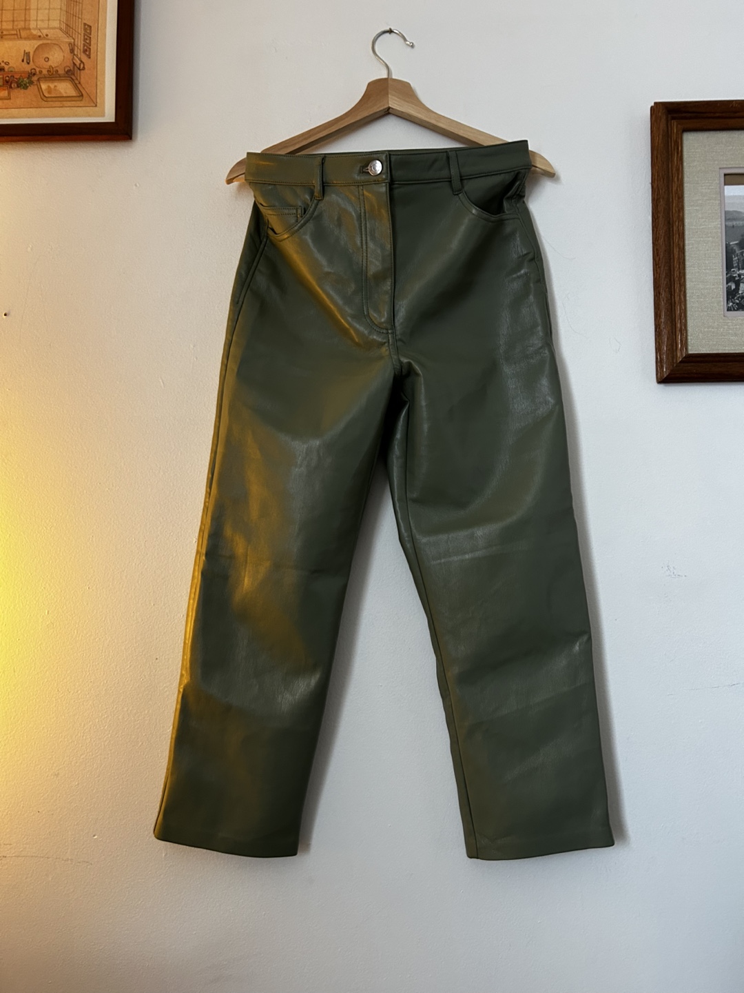 Wilfred Olive Green Leather Pants - Size 6