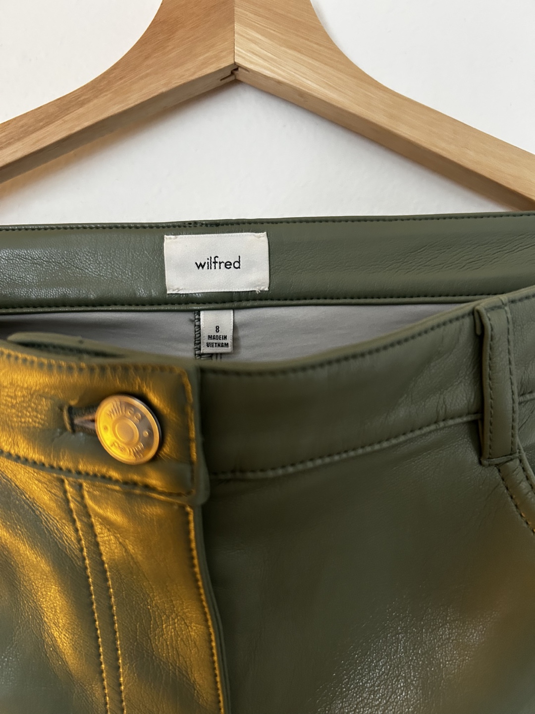 Wilfred Olive Green Leather Pants - Size 6 - photo 2