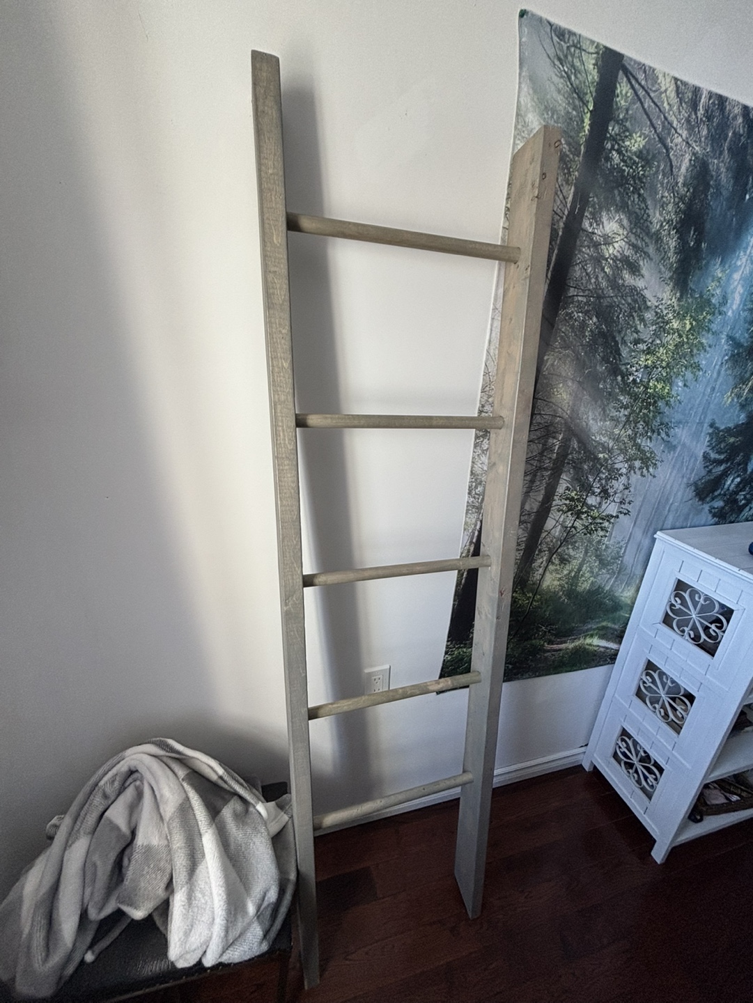 Rustic Grey/ Green Wooden Blanket Ladder - photo 2