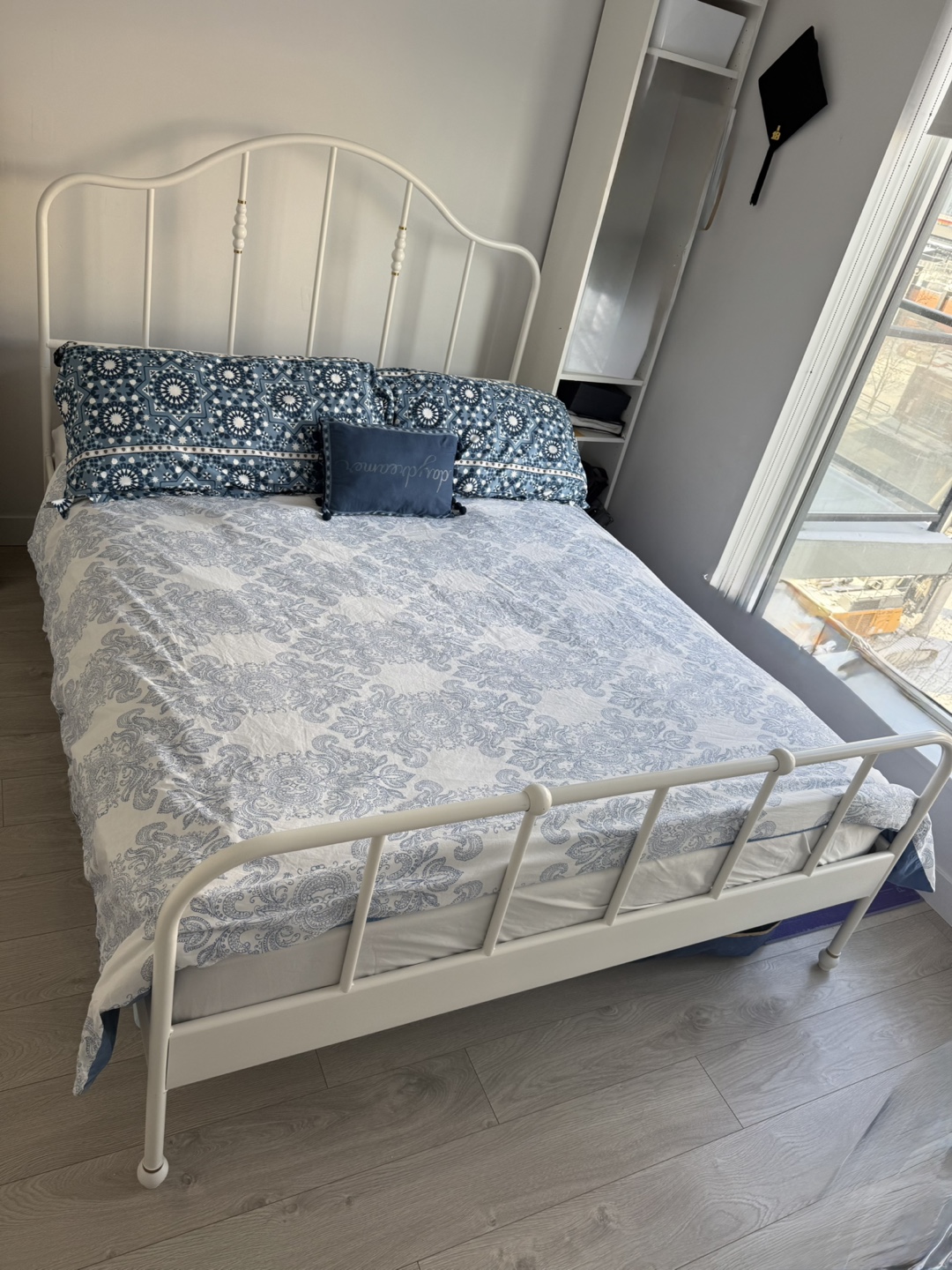 White Metal Queen Bed Frame