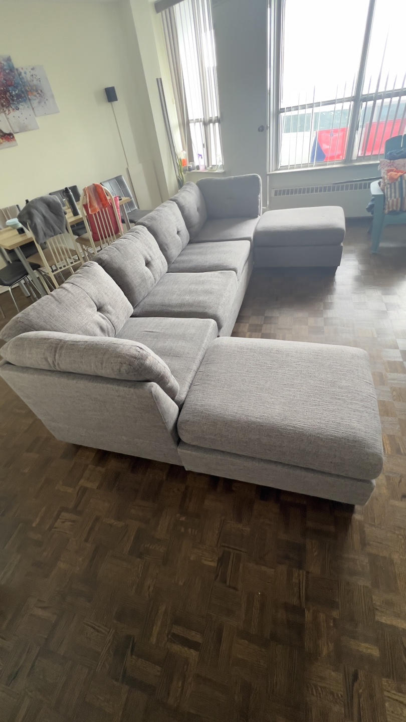 Grey Sectional Sofa with Chaise Lounge and Ottoman - photo 2