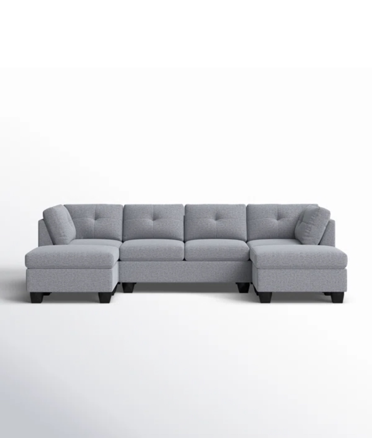 Grey Sectional Sofa with Chaise Lounge and Ottoman