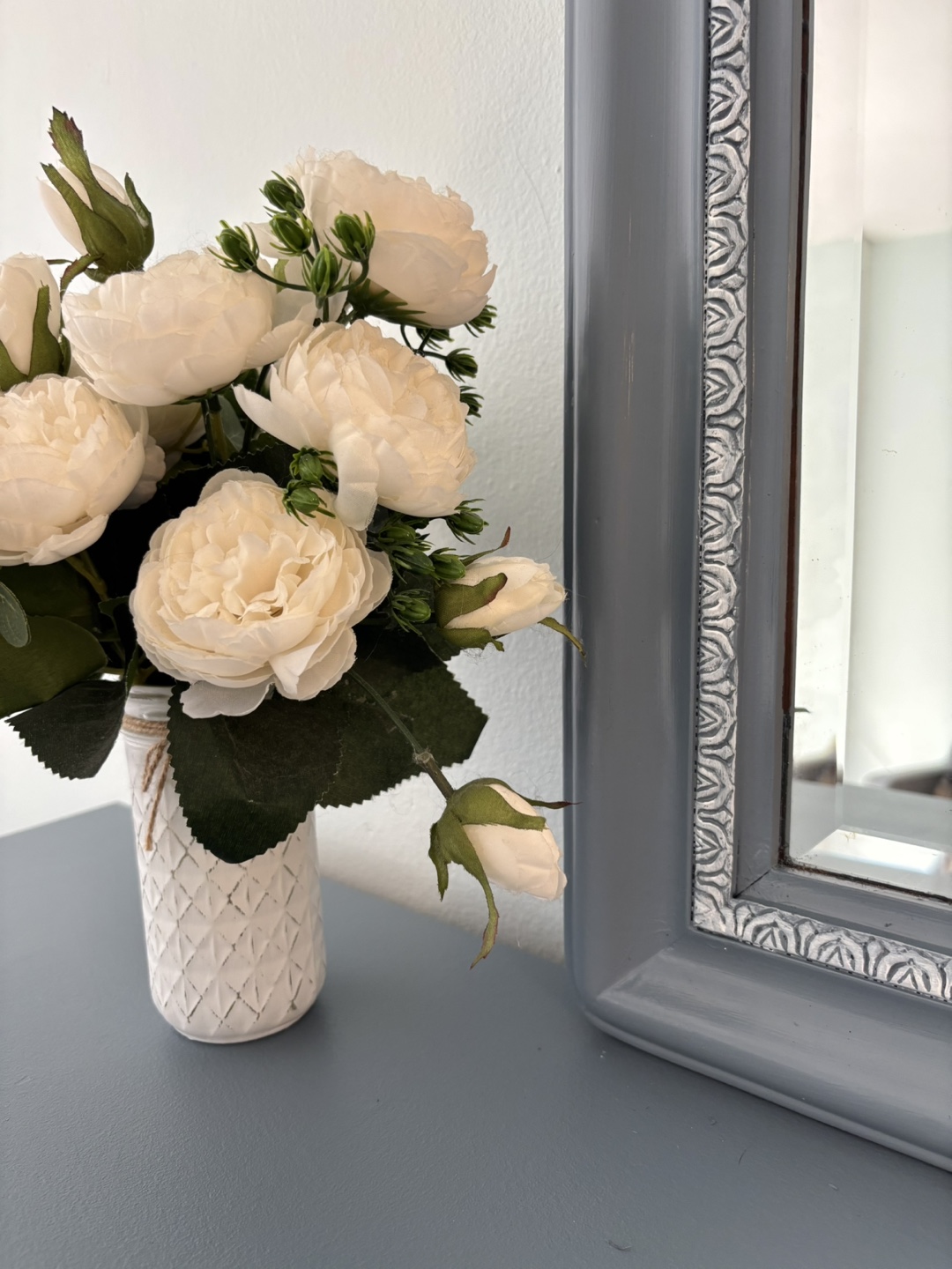 Vintage Gray/Blue and White Painted Dresser with Mirror - photo 3