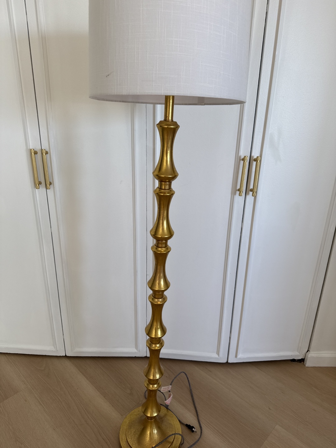 Gold Floor Lamp with White Shade - photo 2