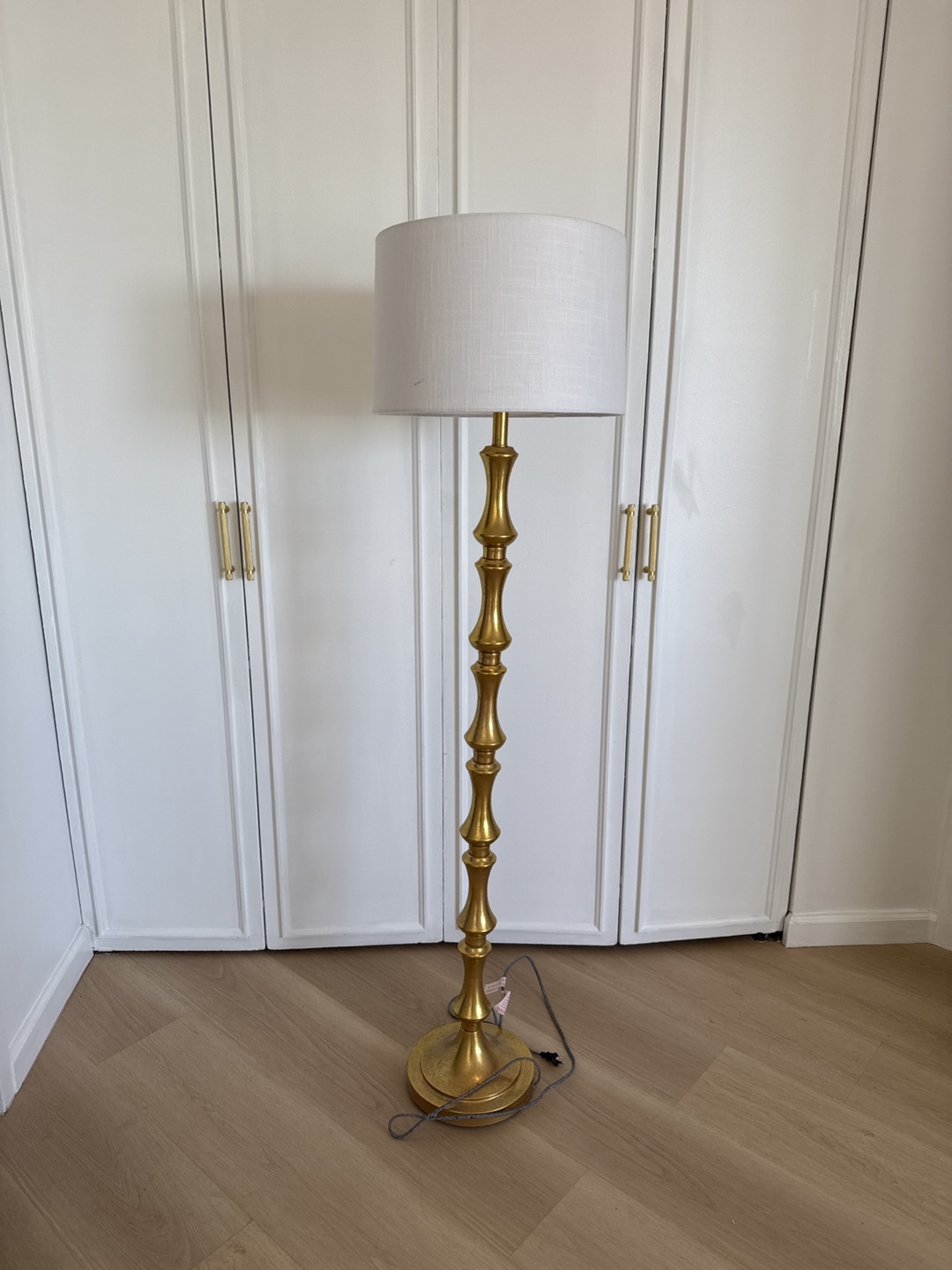 Gold Floor Lamp with White Shade
