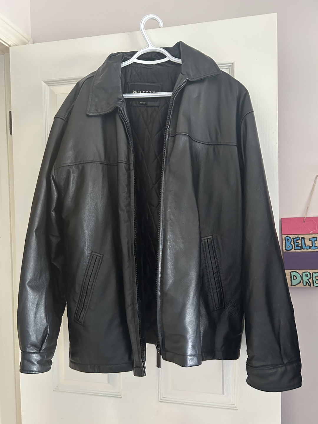 Men's Pelle Cuir Leather Jacket - Size XL