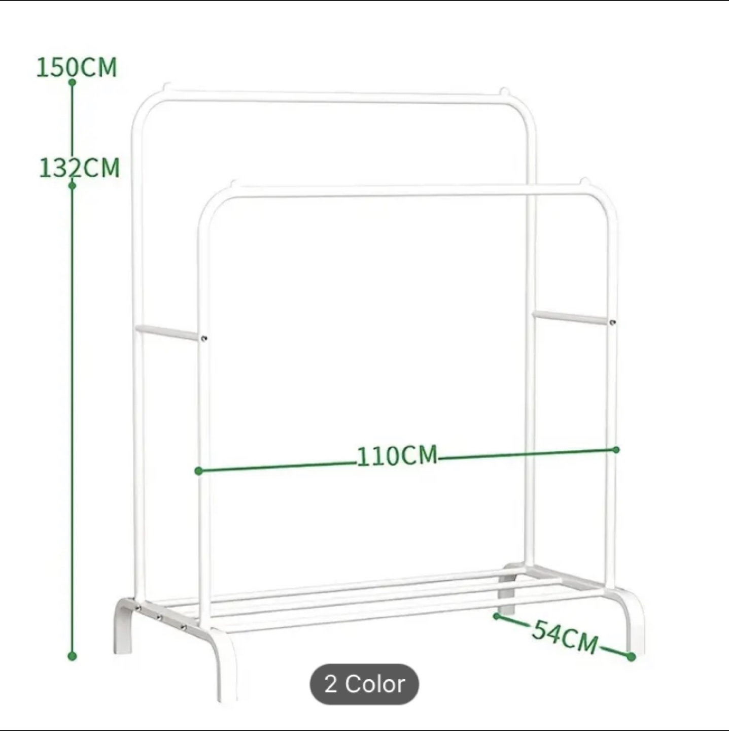 Double Rod Clothes Rack with Shelf - photo 2
