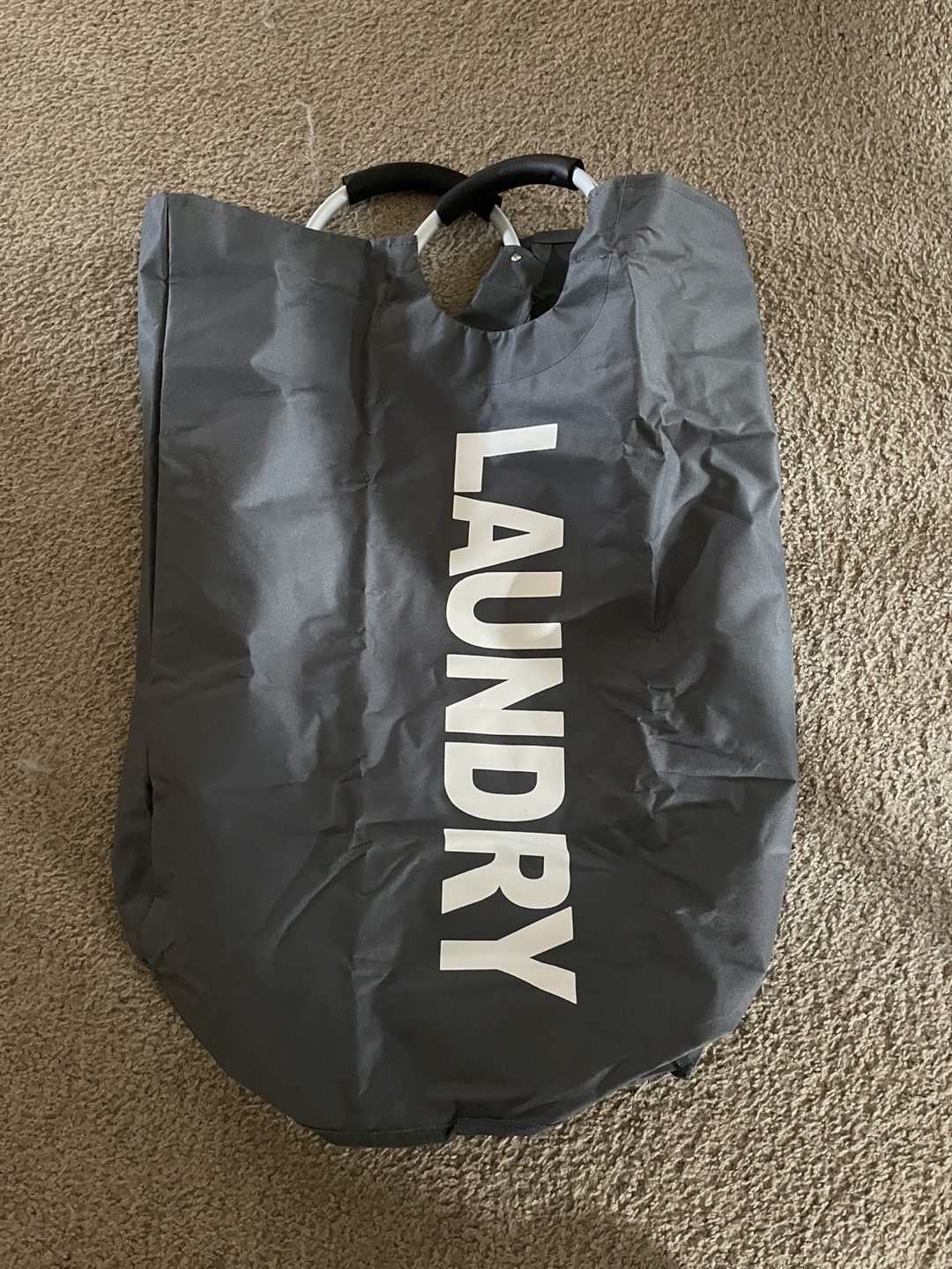 Grey Fabric Laundry Hamper with Handles - photo 2