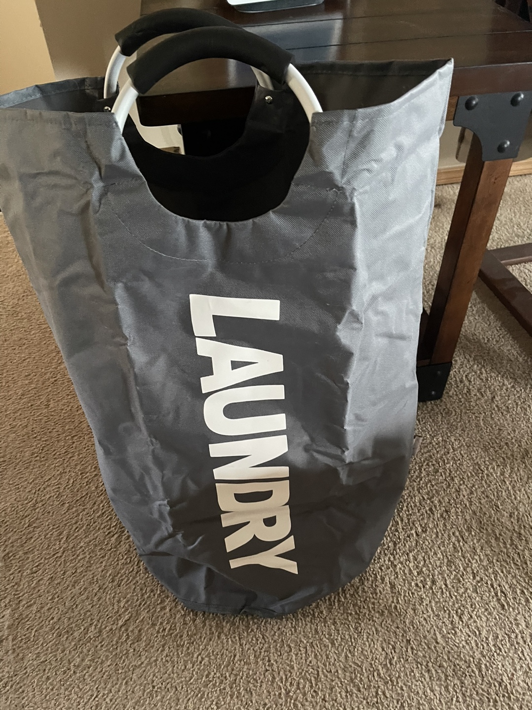 Grey Fabric Laundry Hamper with Handles