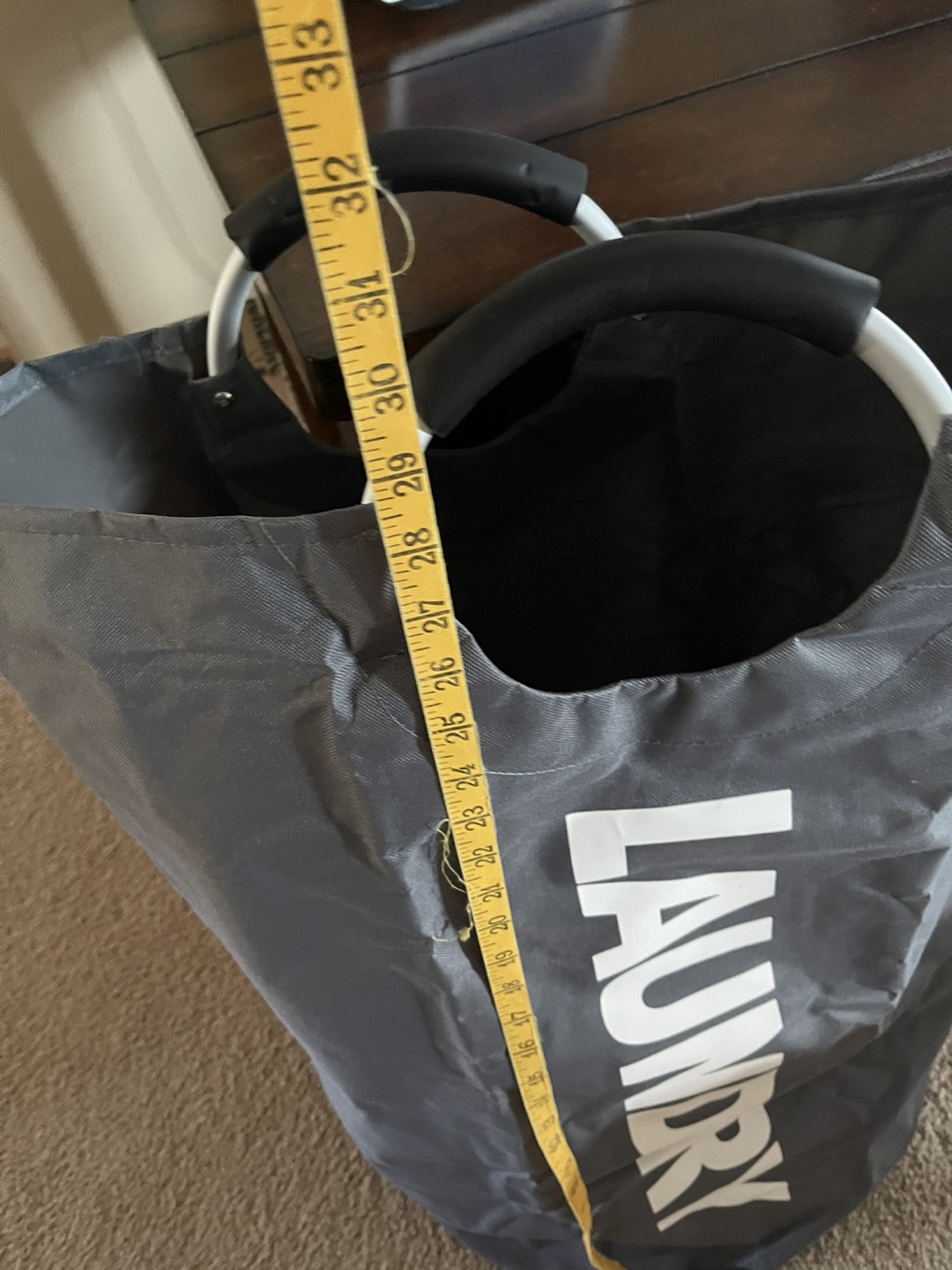 Grey Fabric Laundry Hamper with Handles - photo 3