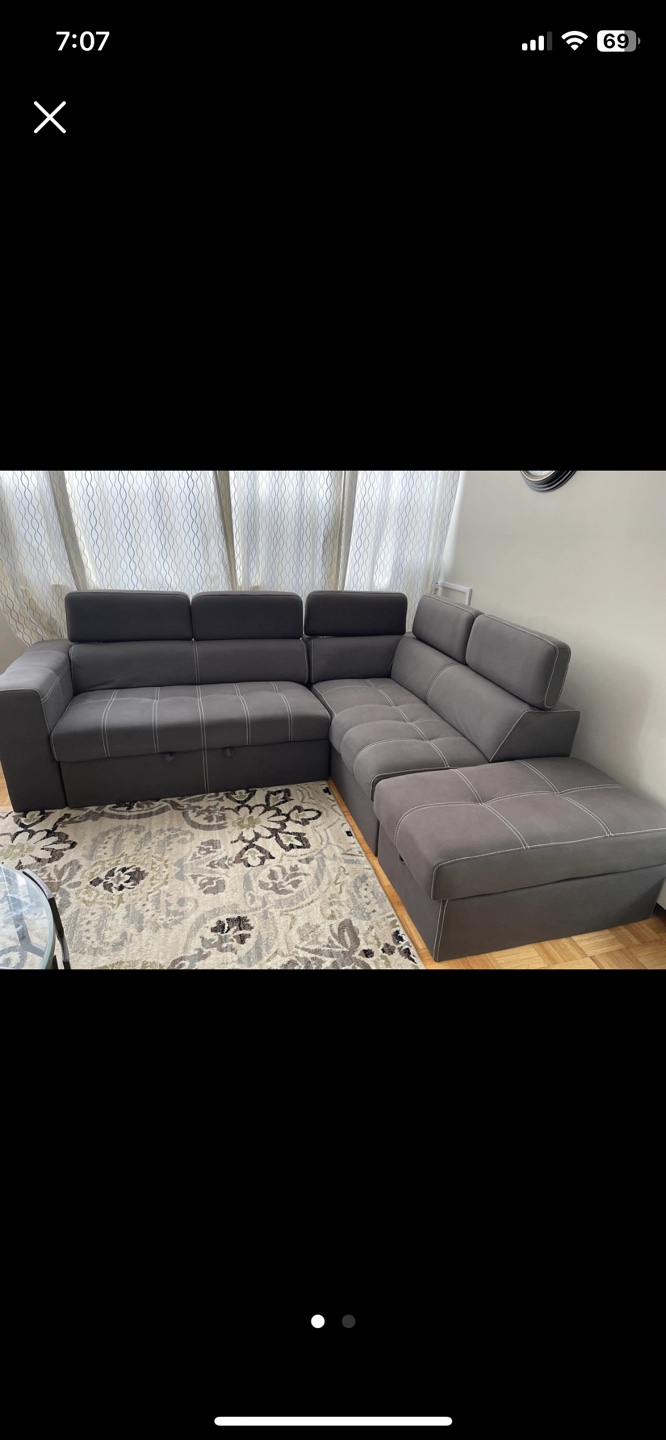 Bricks Grey Sectional Sofa with Ottoman - photo 2