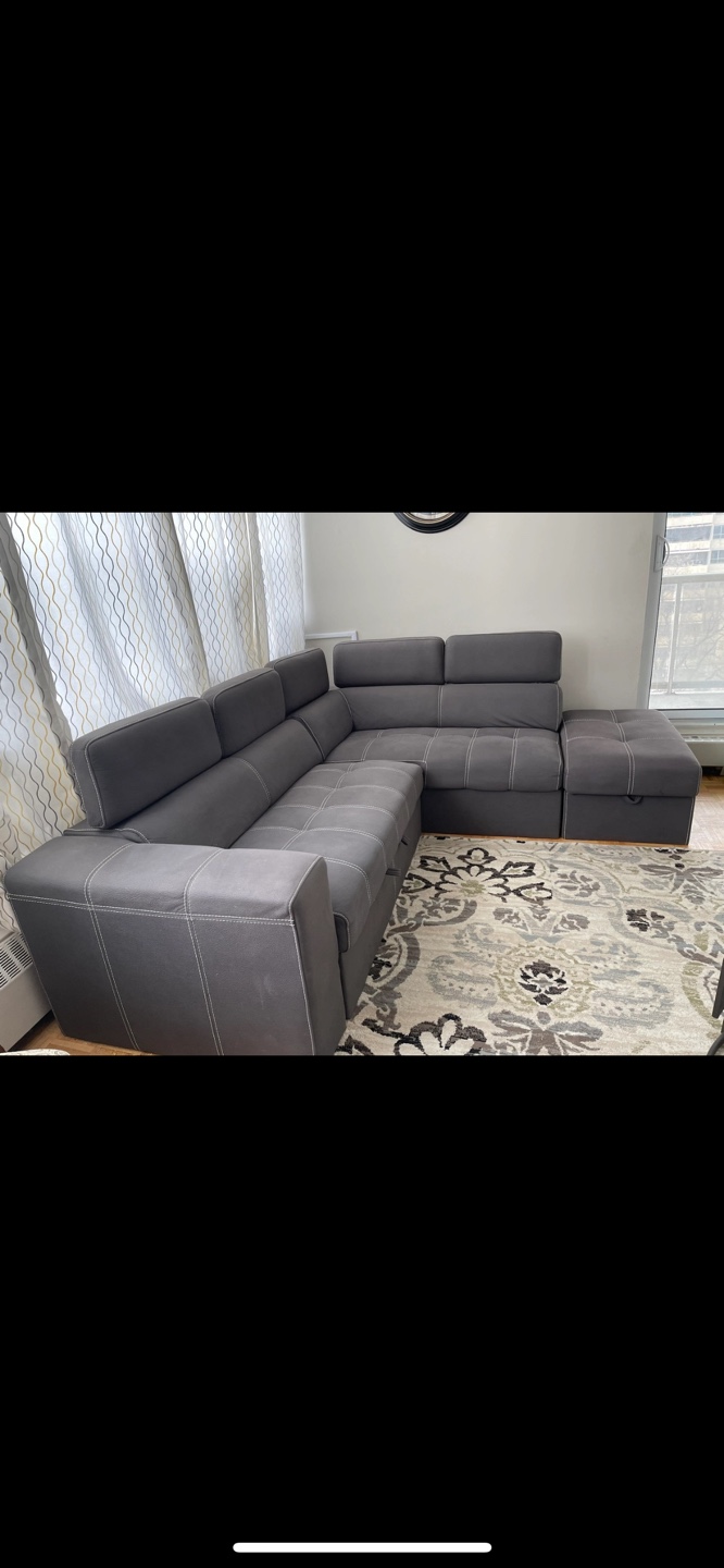 Bricks Grey Sectional Sofa with Ottoman