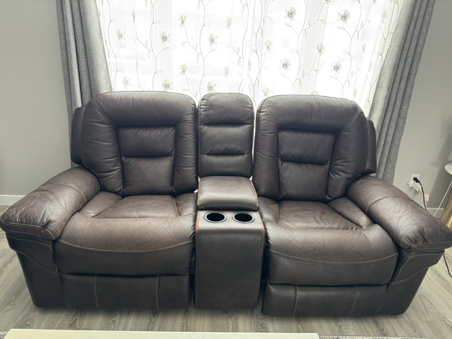Reclining Sofa - Walnut Brown Leather-Look - photo 2