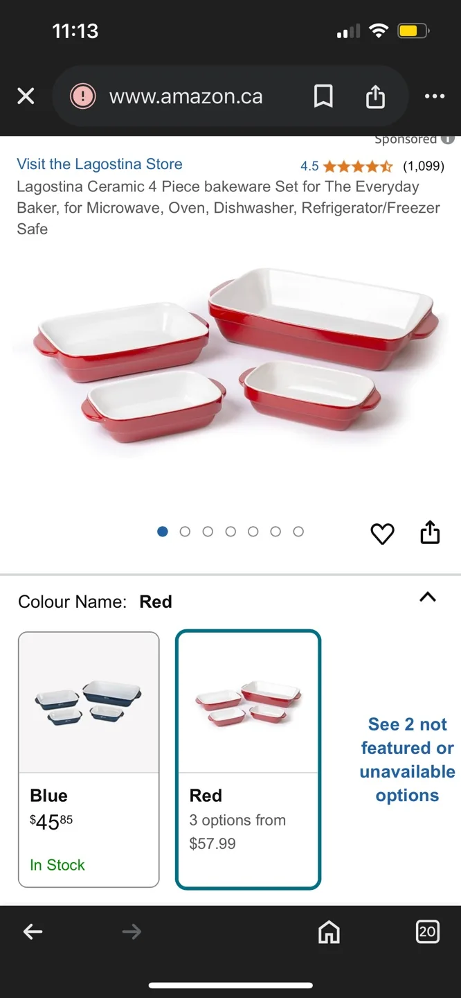 FINAL PRICE Lagostina 4-Piece Stoneware Baking Set - Red image indicator(4)