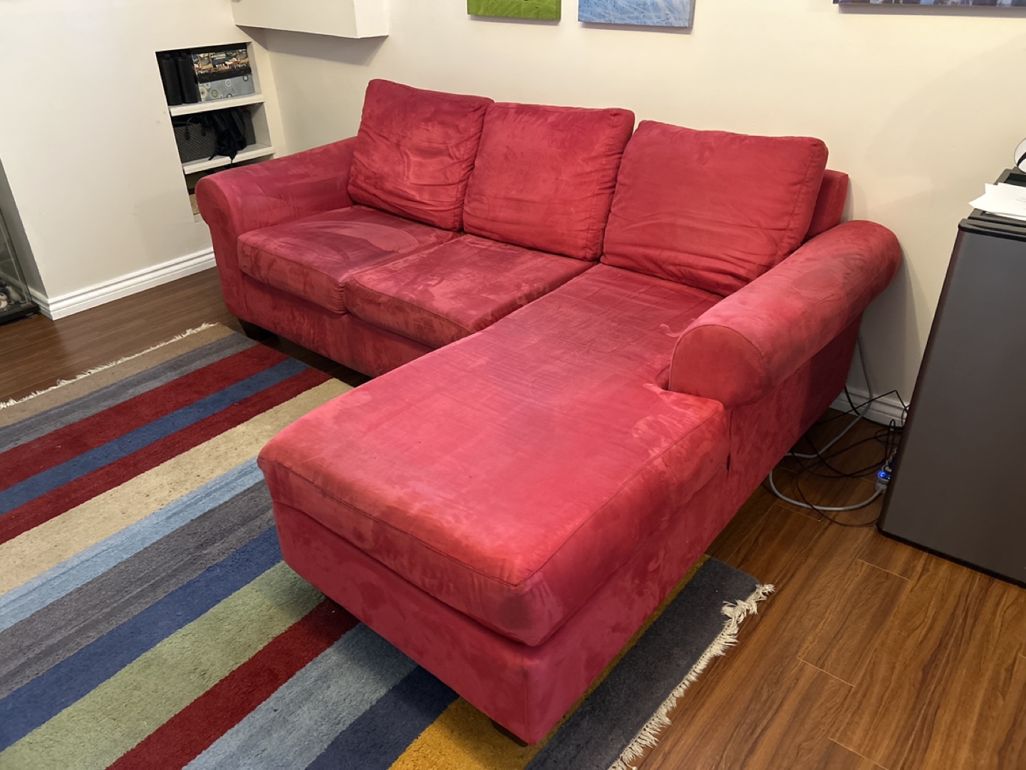 Red Suede Sectional Sofa - photo 2