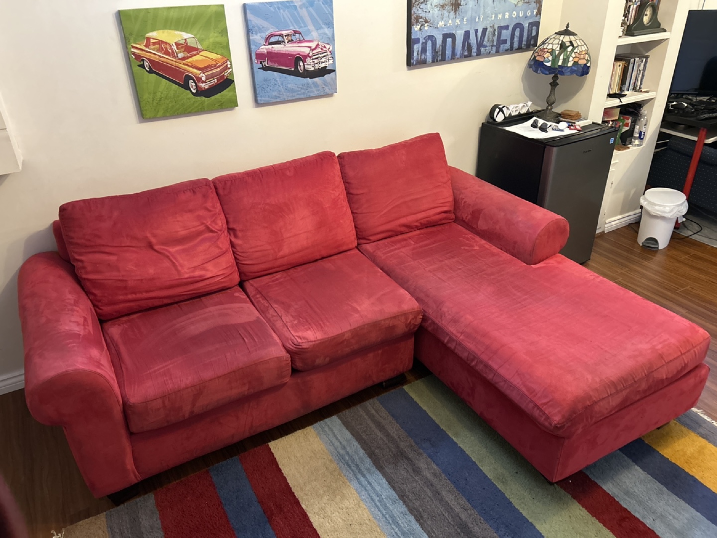 Red Suede Sectional Sofa
