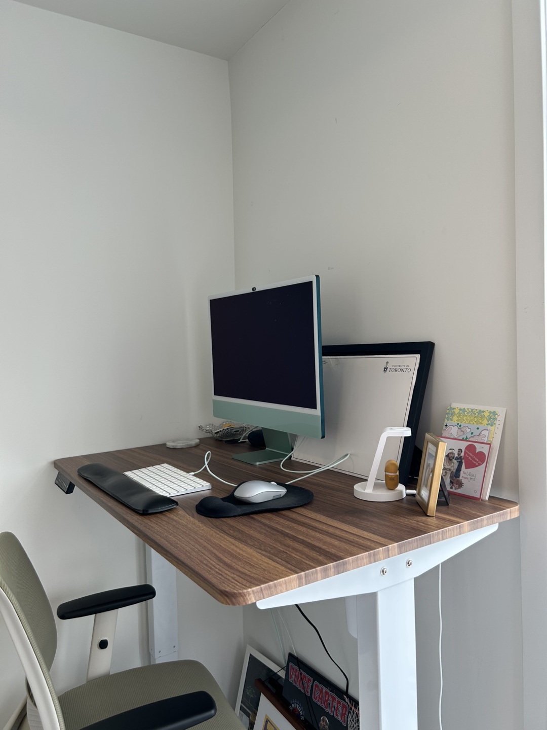 Standing Desk Walnut Top and White Base