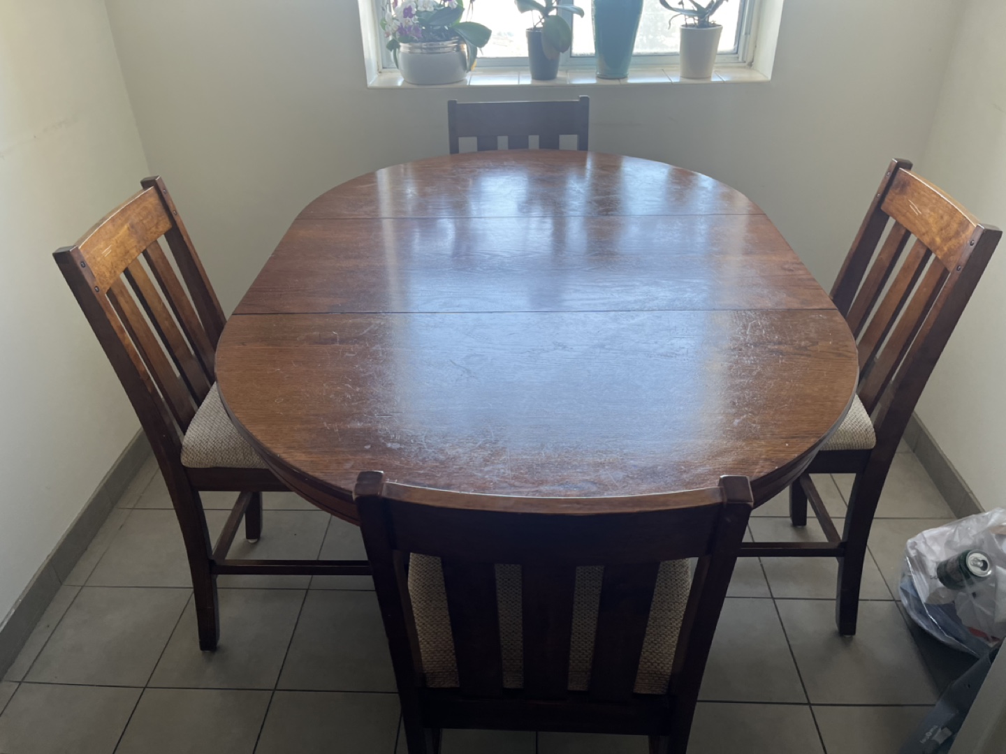 Round/Oval Wooden Dining Table Set with 4 Chairs - photo 5