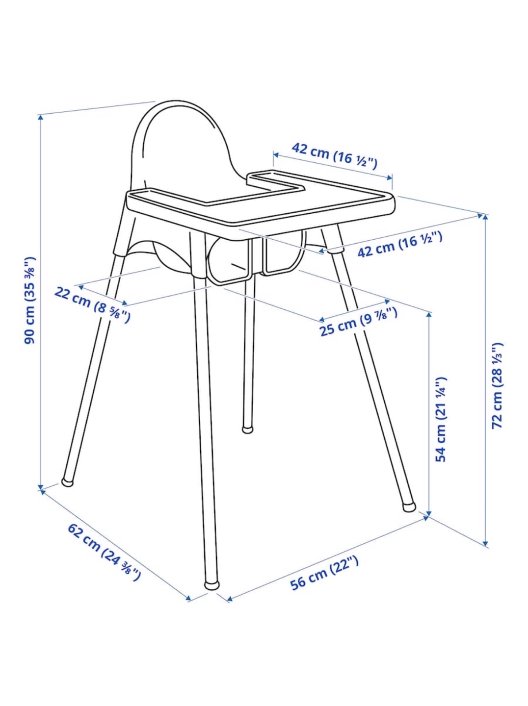 High Chair with tray , white color - photo 2