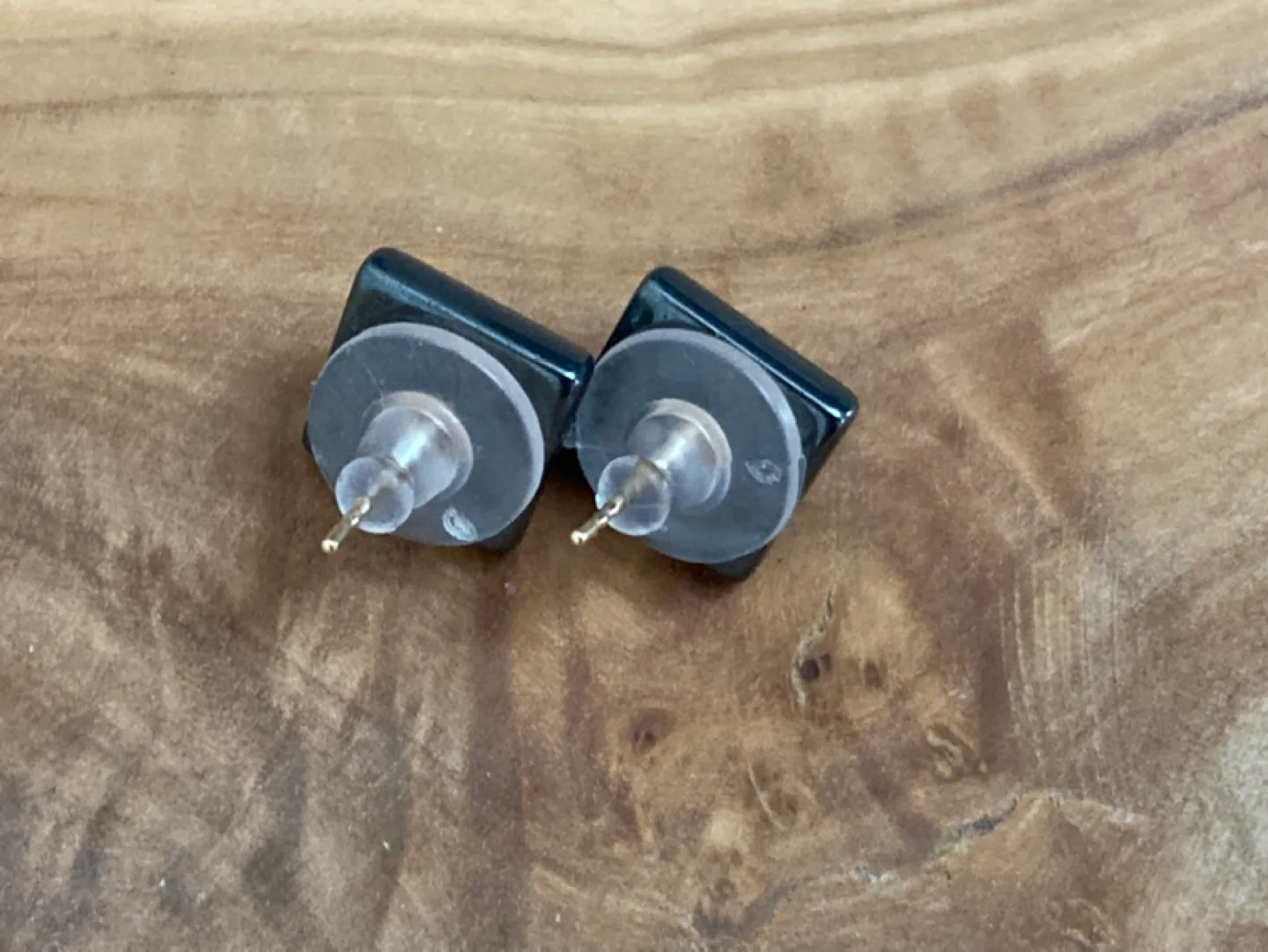 Hematite Pyramid Stud Earrings with 14kt posts image indicator(2)