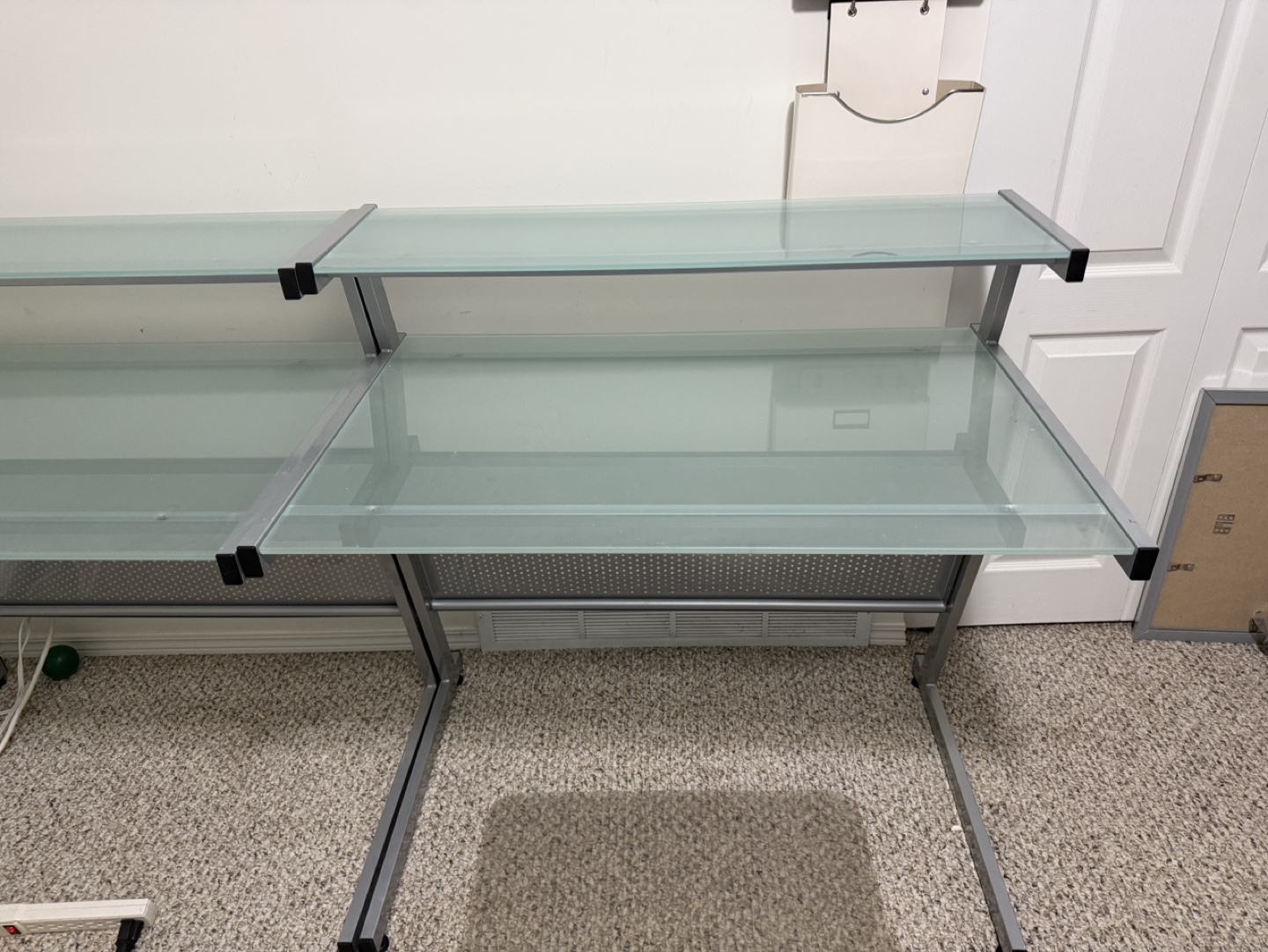 Glass Computer Desk with Metal Frame
