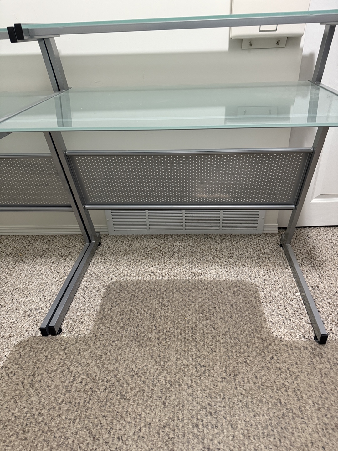 Glass Computer Desk with Metal Frame - photo 2