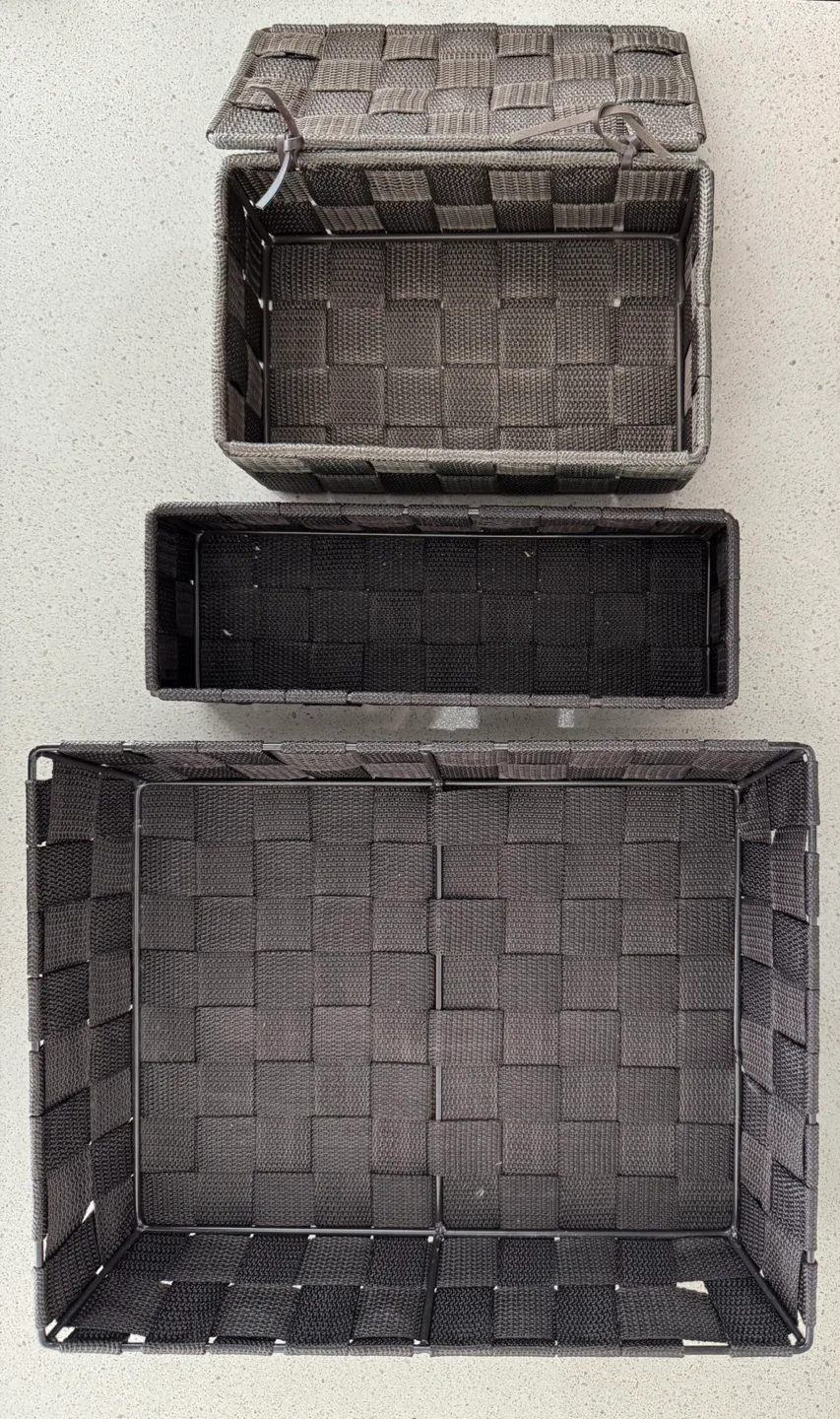 Set of 6 Brown Woven Storage Baskets image indicator(2)