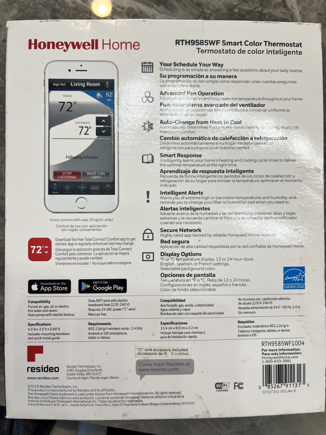 Honeywell Home RTH9585WF Smart Color Thermostat - New in Box - photo 3
