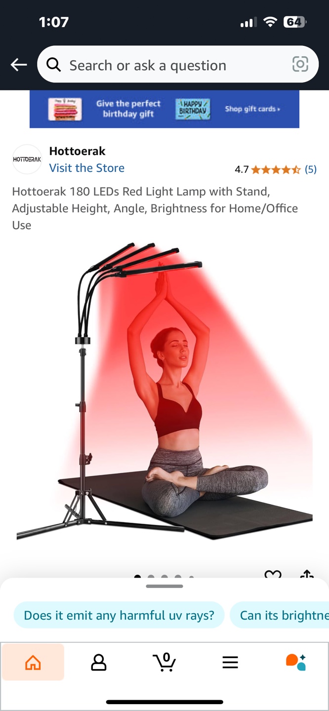 Hottoerak 180 LED Red Light Therapy Lamp with Stand