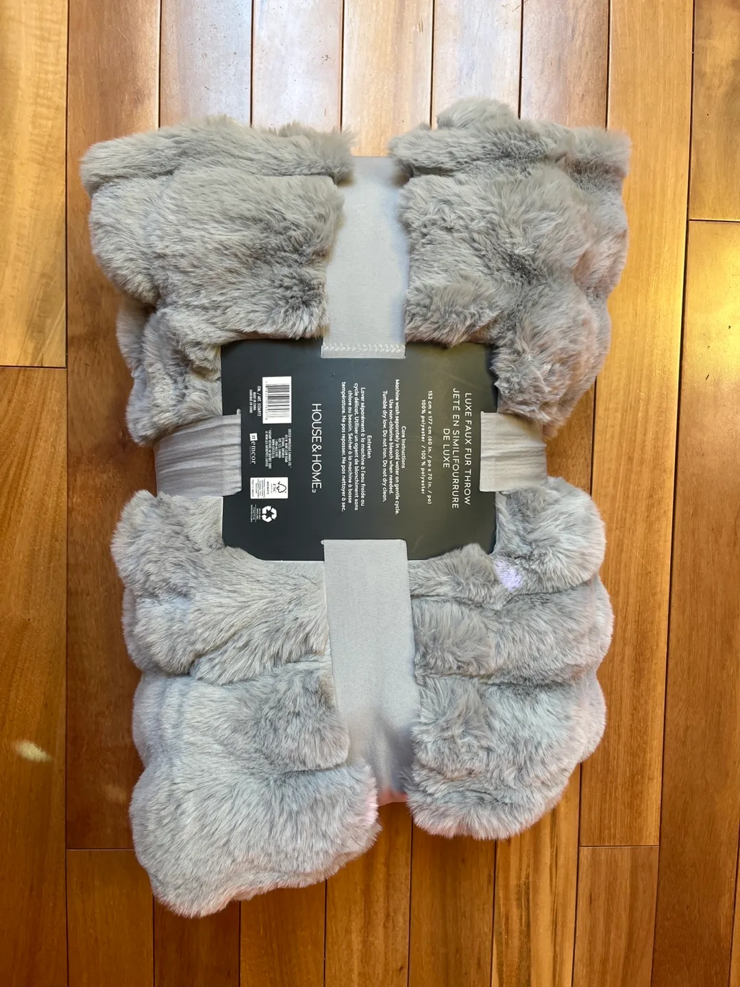 House Home Luxe Faux Fur Throw Blanket - Grey image indicator(2)