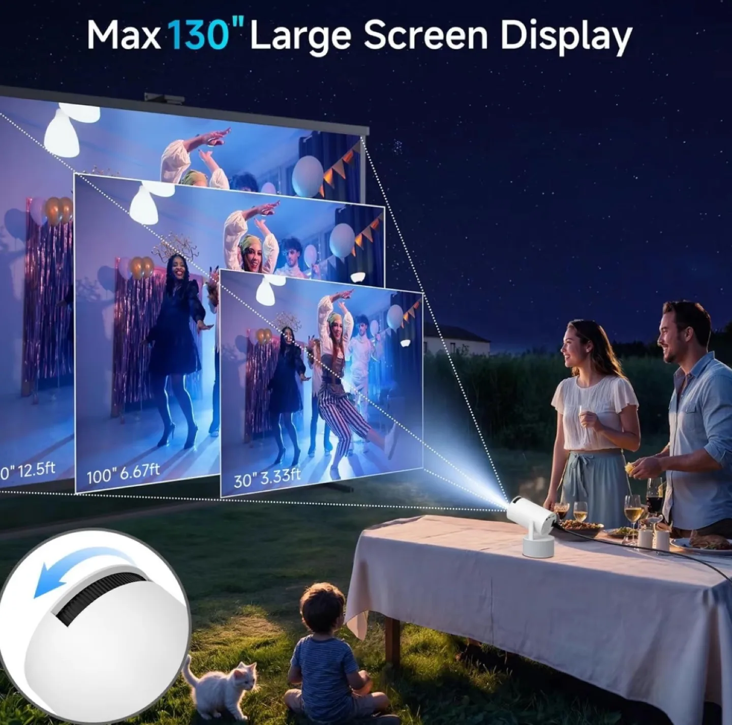 Portable Projector with 2 Microphones and Speakers image indicator(6)