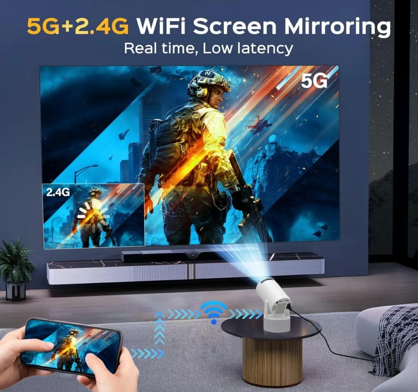 Portable Projector with 2 Microphones and Speakers image indicator(4)